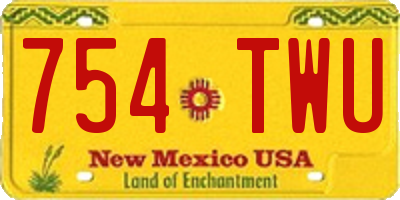 NM license plate 754TWU