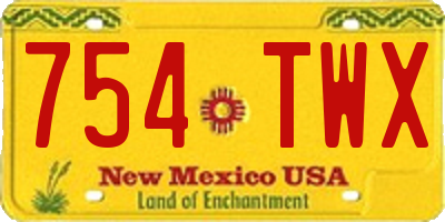 NM license plate 754TWX