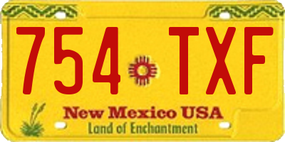NM license plate 754TXF