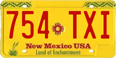 NM license plate 754TXI