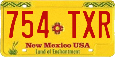 NM license plate 754TXR