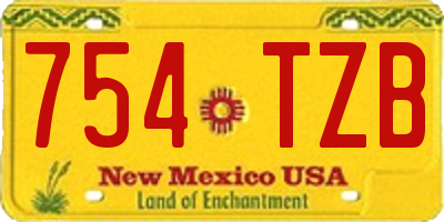 NM license plate 754TZB