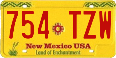 NM license plate 754TZW