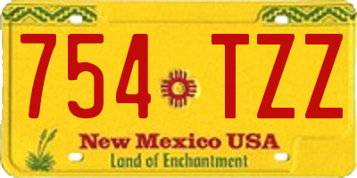 NM license plate 754TZZ