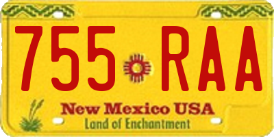 NM license plate 755RAA