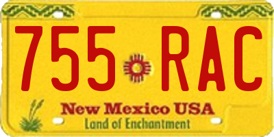 NM license plate 755RAC