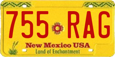 NM license plate 755RAG