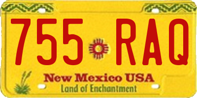 NM license plate 755RAQ