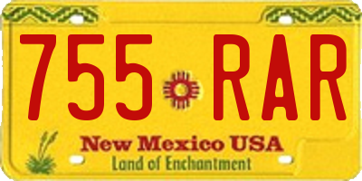 NM license plate 755RAR