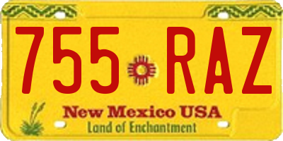 NM license plate 755RAZ