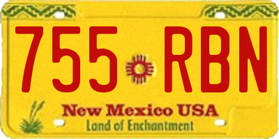 NM license plate 755RBN