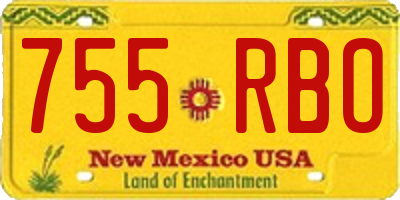 NM license plate 755RBO