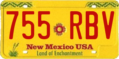 NM license plate 755RBV