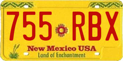 NM license plate 755RBX