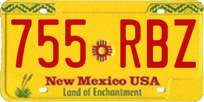 NM license plate 755RBZ