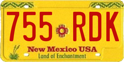 NM license plate 755RDK
