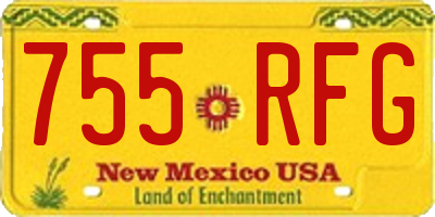 NM license plate 755RFG