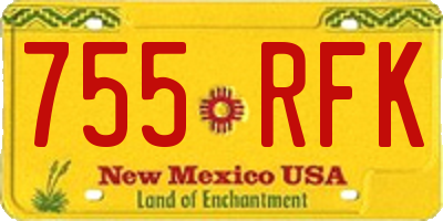 NM license plate 755RFK