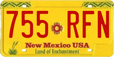 NM license plate 755RFN