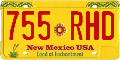 NM license plate 755RHD