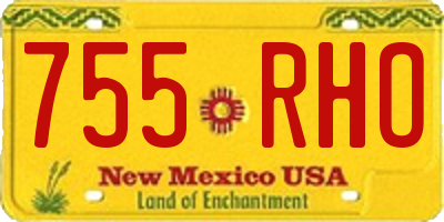 NM license plate 755RHO