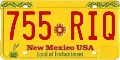 NM license plate 755RIQ