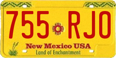 NM license plate 755RJO