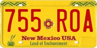 NM license plate 755ROA