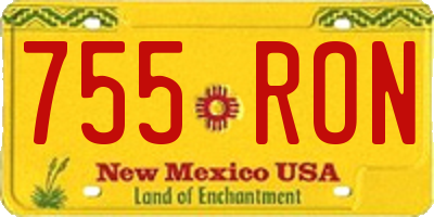NM license plate 755RON