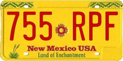 NM license plate 755RPF