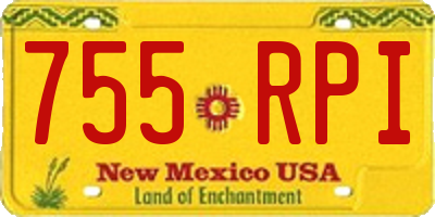 NM license plate 755RPI