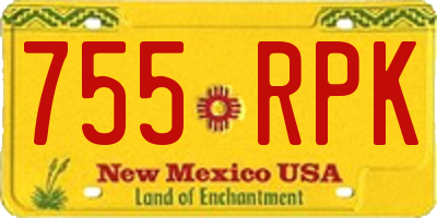 NM license plate 755RPK