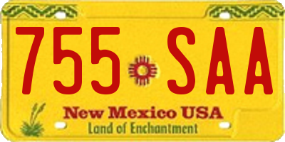 NM license plate 755SAA