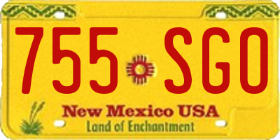 NM license plate 755SGO