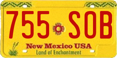 NM license plate 755SOB
