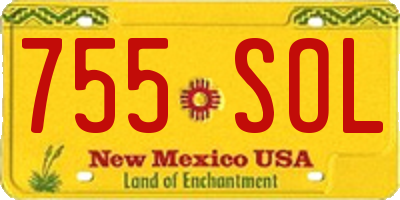 NM license plate 755SOL