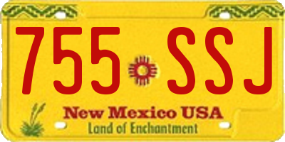 NM license plate 755SSJ