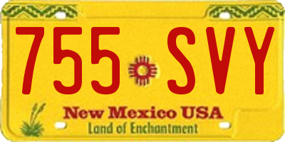 NM license plate 755SVY
