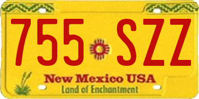 NM license plate 755SZZ