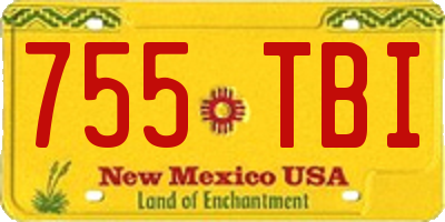 NM license plate 755TBI