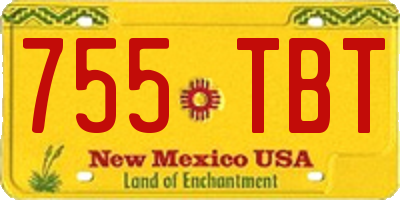 NM license plate 755TBT