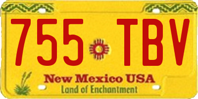 NM license plate 755TBV