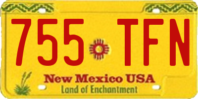 NM license plate 755TFN