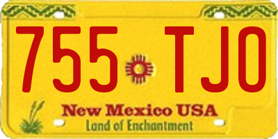 NM license plate 755TJO