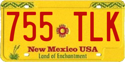 NM license plate 755TLK