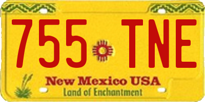 NM license plate 755TNE