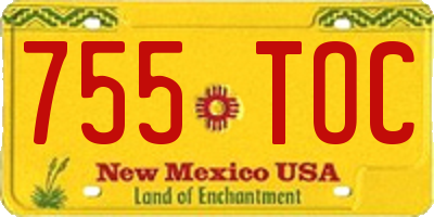 NM license plate 755TOC