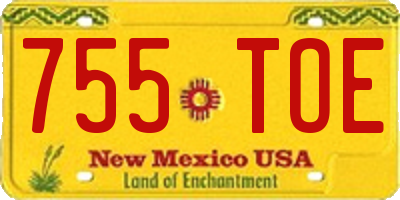 NM license plate 755TOE
