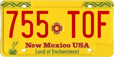 NM license plate 755TOF