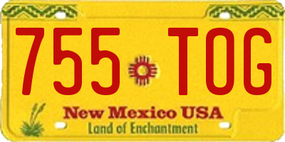 NM license plate 755TOG